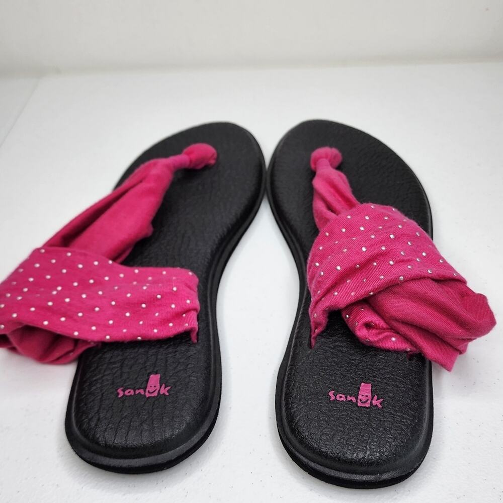 Sanuk Yoga Sling 2 Pink With Silver Polkadots Size 10 - Picture 5 of 7
